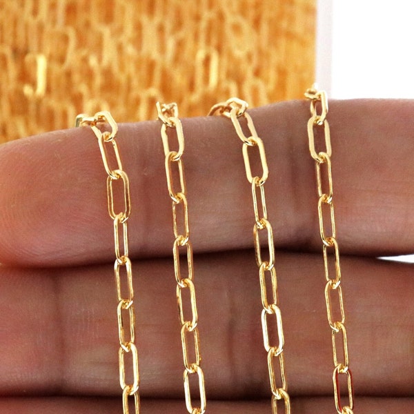 14K Gold Filled Heavy Flat Paperclip Chain, 6.5x2.5 mm, Paperclip Chain, (GF-043)