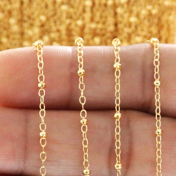 14K Gold Filled Satellite Cable Chain w/ 2 mm Bead, (GF-039)