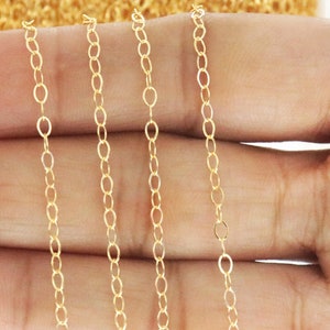14K Gold Filled Flat Oval Cable Chain, 2.8x2.2mm, unfinished cable chain, oval link, By the Foot, Bulk Savings Available!!! (GF-009)