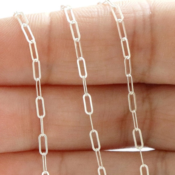 Sterling Silver Flat Paperclip Chain, 5.5x2 mm, (022-SS)