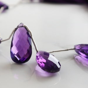 Amethyst Faceted Pear Drops, 12x21 mm, rich purple color, (AM-PR-12x21(6))