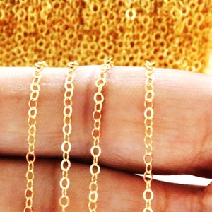 14 kt goudgevulde platte fijne kabelketting, 2 x 1,6 mm, kabelketting, bij de voet, bulkbesparingen beschikbaar!!!, (GF-012)