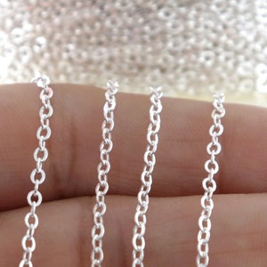 Sterling Silver Medium Weight Flat Oval Cable Chain, 2.5x2 mm, (032-SS)