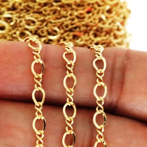 6.5 Inches Figure 8 Cable Flat Twist Chain Bracelets with 1 Extender 14kt  Gold Filled