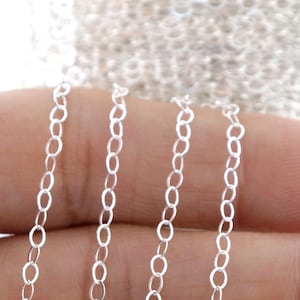 Sterling Silver Petite Flat Oval Cable Chain, 2x1.3 mm, (039-SS)