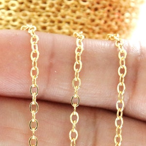 14K Gold Filled Heavy Flat Oval Cable Chain, 3x2 mm, Link Chain, Unfinished Oval Gold Chain, By the Foot, Bulk Savings Available!!! (GF-022)