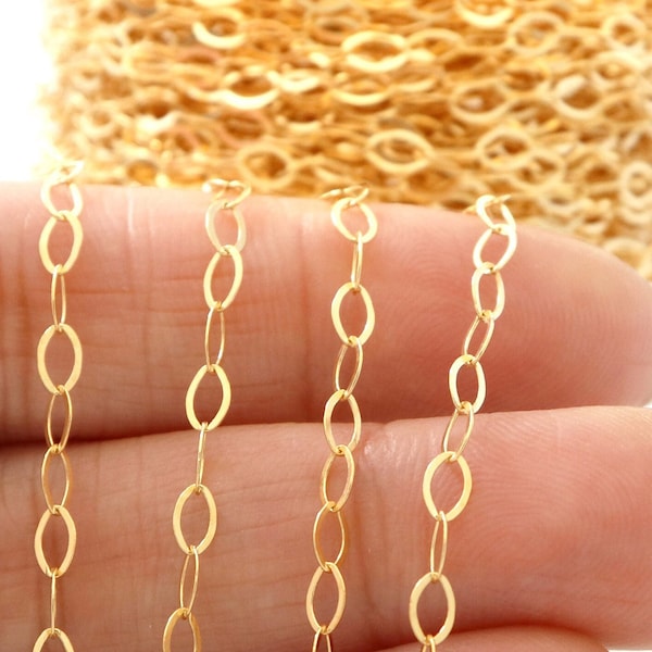 14K Gold Filled Flat Oval Cable Chain, 4.2x2.7 mm, (GF-047)