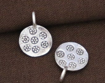 2 of Karen Hill Tribe Silver Flower Imprinted Disc Charms,, (TH-8128-128)