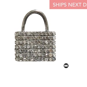 Sterling Silver, Pave Diamond Padlock Charm, (141-DCH)