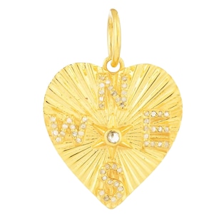 Pave Diamond  Fluted Heart Compass Pendants, (DPL-2607)