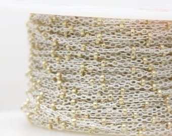 Sterling Silver Satellite Chain with 1.4 mm Gold Filled Bead, Wholesale Pricing, (SS-131)