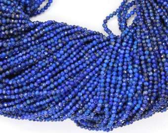 Lapis 2-2.5 mm Roundel Faceted Beads, Micro Faceted Rondelles, (LAPIS-2-3)