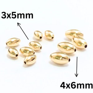 14K Gold Filled Oval Beads, Rice Seamless Olive Oval Beads in 2 Sizes - 3x5mm and 4x6mm, Wholesale Bulk Pricing, (GF-700)
