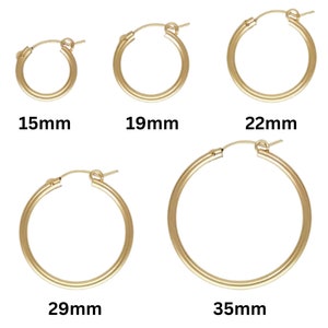 14K Gold Filled Eurowire Hoops, 2.3mm Thick Euro Wire Hoops Available in 5 Sizes - 15mm, 19mm, 22mm,29mm and 35mm, (GF-707)
