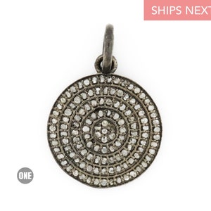 Sterling Silver, Pave Diamond Disc Charm, (35-CH)
