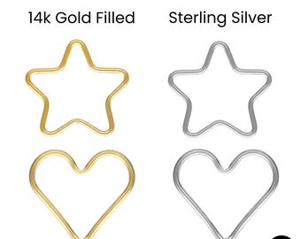 14k Gold Filled -  Heart & Star Links Jump Ring Closed, Sold as 5 Pcs lot, (GF-773)