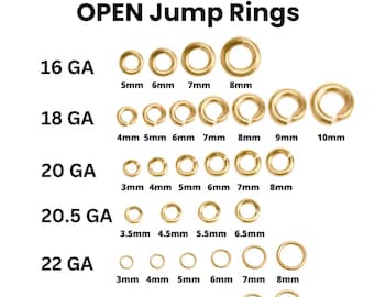 Anillas abiertas de oro laminado de 14 quilates, anillas con cierre de clic en calibres 16, 18, 20, 22 y 24. Precios al por mayor. (GF-JRO)