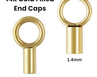 14K Gold Filled Crimp End Caps With Ring, (GF-E24)