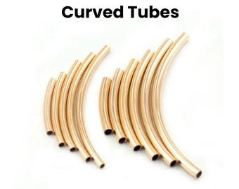 14k Gold Filled Curved Tubes, Smooth Curved Tube Bead,  (GF-784)