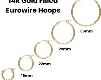 14K Gold Filled Eurowire Hoops, (GF-707)