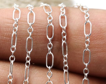 Sterling Silver Long and Short Cable Chain, 2.6x5.3 mm, Wholesale Pricing, (SS-005)