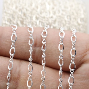 Sterling Silver Figure 8 Chain, 3.6x2.2mm, Medium Figure 8 Chain, (SS-010)