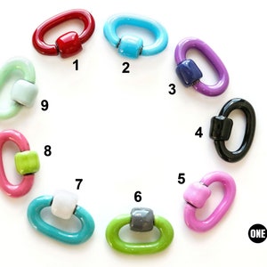 Sterling Silver Enamel Carabiner Clasp, multiple colors, (DC-121)