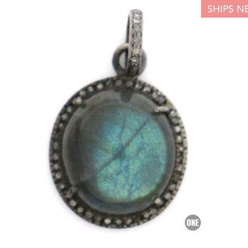 Pave Diamond shops Labradorite Pendant, (020-DLB)