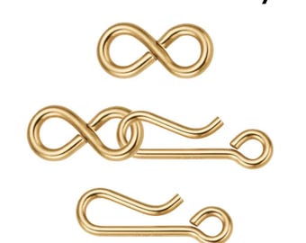 14K Gold Filled Haken- und Ösenverschluss, 18 GA, Hakenverschluss - 14,25 mm und Ösenverschluss - 4,25 x 9,0 mm, (GF-451)