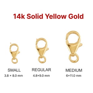 14K Solid Yellow Gold Lobster Claw Clasp Lock Finding Bracelet Chain  Necklace Genuine 14K Solid Gold Many Sizes 