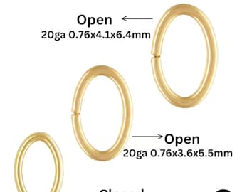 14K Gold Filled Oval Jump Rings,  Open Jump Ring, Wire Thickness 0.64mm/0.76mm, (GF-JR-OVAL)