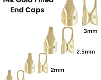 14k Gold Filled End Caps, 1.5mm, 2mm, 3mm, 4mm ID Round Endcap, Sold as Pack of 2 Pieces, (GF-770)