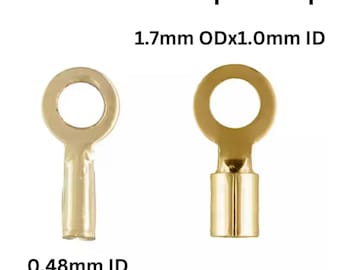 14K Gold Filled Crimp End Caps, Crimp Ends with Ring Available in 2 sizes, (GF-296)