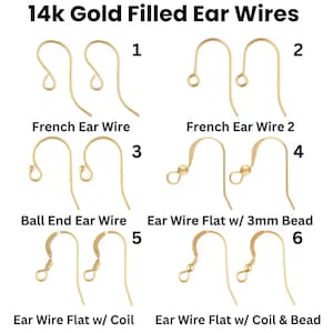 14K Gold Filled French Ear Wires, Ear Wires Flat with Ball and Coils, Gold Filled Ear Wire Hook, Sold By Pairs, (GF-301)