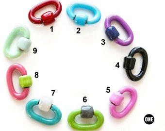 Sterling Silver Enamel Carabiner Clasp, multiple colors, (DC-121)
