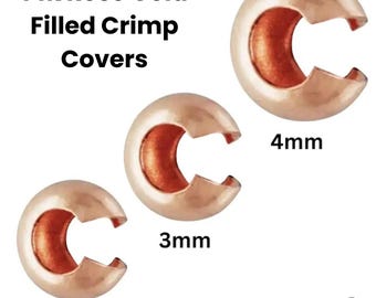 Cache-billes à sertir remplis d'or rose 14 carats, cache-billes à sertir disponible en 2 tailles - 3 mm et 4 mm, prix de gros, (RG-308)