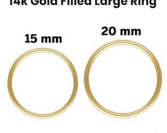 2Pcs, 14k Gold Filled Circle infinity Rings, Closed Jump Ring, 2 Sizes - 15mm & 20mm, (GF-JR18)