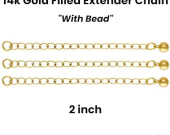 14K Gold Filled 2 Inch Cable Chain Extender with 4mm Ball, (GF-708)