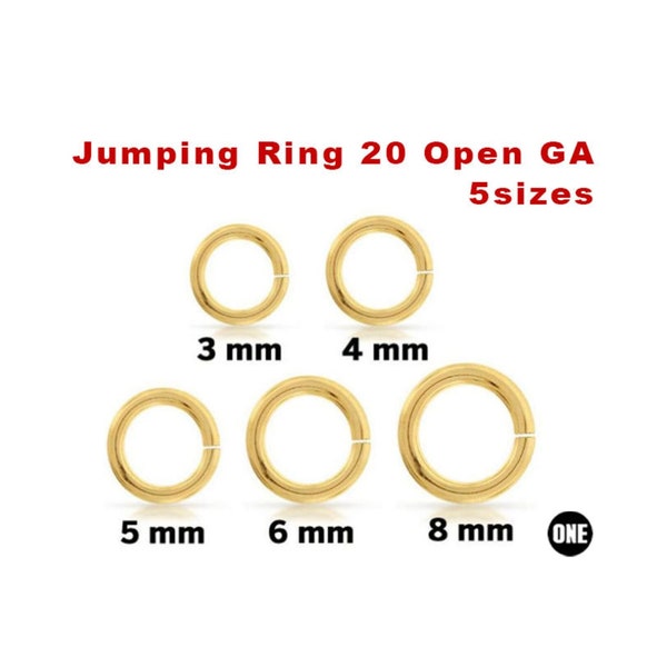 Gold Filled Jump Ring 20 Open GA, 5 Sizes,  Wholesale Bulk Pricing, (GF-JR20-O)