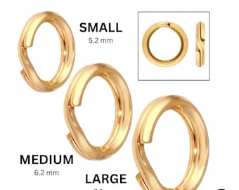 14K Gold Filled Round Split Ring, 3 Sizes - 5.2mm, 6.2mm, 7.2mm, Wholesale Bulk Pricing, (GF-363)