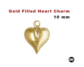 Ciondolo a cuore riempito in oro 14K, 10 mm, (GF-838)