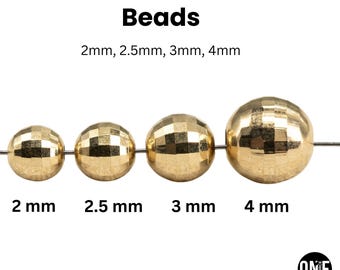 14K SOLID Gold Mirror Cut Round Beads, 2mm, 2.5mm, 3mm, 4mm, | Bulk Savings(14k-101-MC)