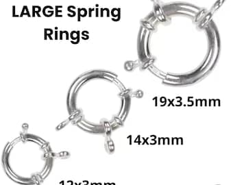 Cierre de anilla de plata de ley con presillas, cierre marinero, disponible en 3 tamaños: 12 mm, 14 mm, 19 mm (SS-841)