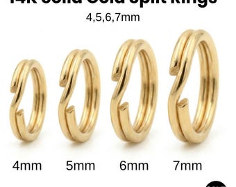 Anillo partido de oro macizo de 14k de 4 mm, 5 mm, 6 mm y 7 mm (14k-118)