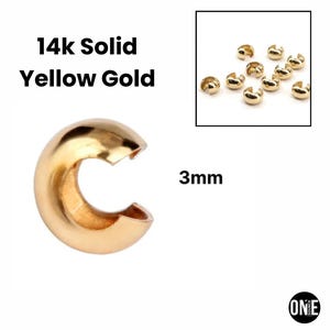Cuentas de engarce de oro macizo de 14 k, 3 mm (14 k-106)