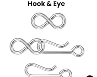 Sterling Silver Hook and Eye Clasp, 18 GA, Hook Clasp - 14.25mm and Eye Clasp - 4.25x9.0mm, (SS-852)