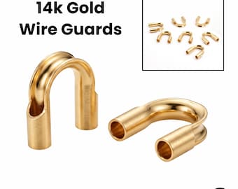 14k Solid Gold Wire Guardians, 0.53 mm Hole, Cable Thimble,  Bulk Savings, (14k-107)