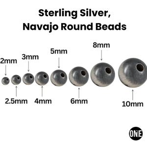 Navajo Pearls Sterling Silver Round Seamless Beads, 2mm/2.5mm/3mm/4mm/5mm/6mm/7mm/8mm/10mm Beads, Jewelry Findings Wholesale (NP-550)