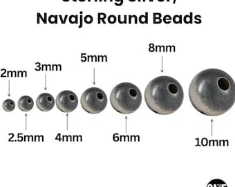 Cuentas redondas sin costuras de plata esterlina con perlas Navajo, de 2 mm/2,5 mm/3 mm/4 mm/5 mm/6 mm/7 mm/8 mm/10 mm, venta al por mayor de componentes para joyería (NP-550)