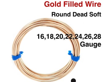 14K Gold Filled Round Dead Soft Wire, 16-18-20-22-24-26-28 GA, (W-GF-DS)